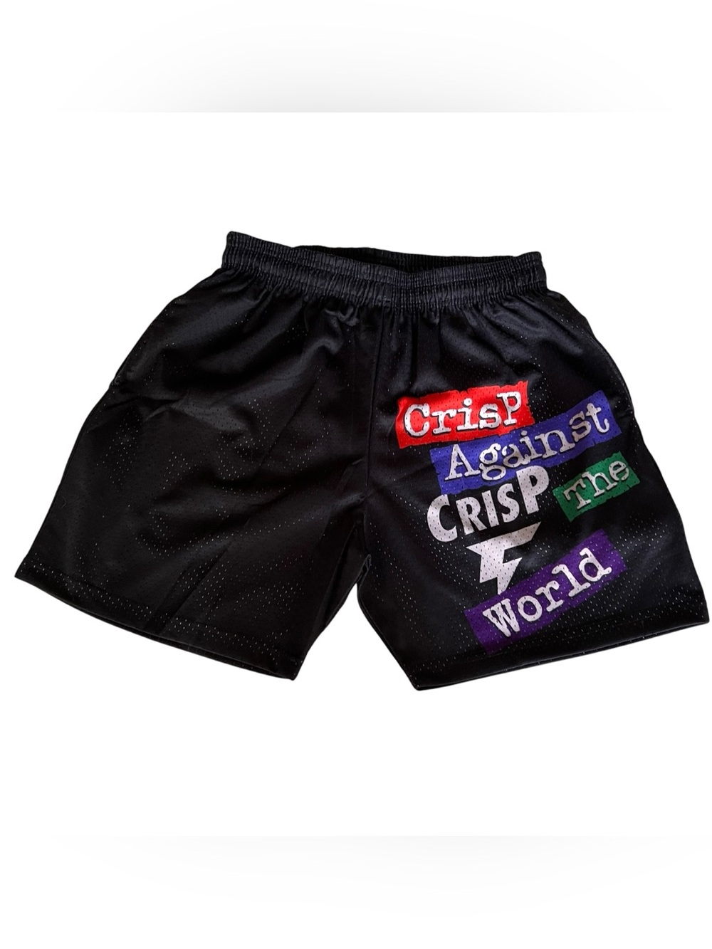 Crisp Against The World Black Graphic Athletic Shorts